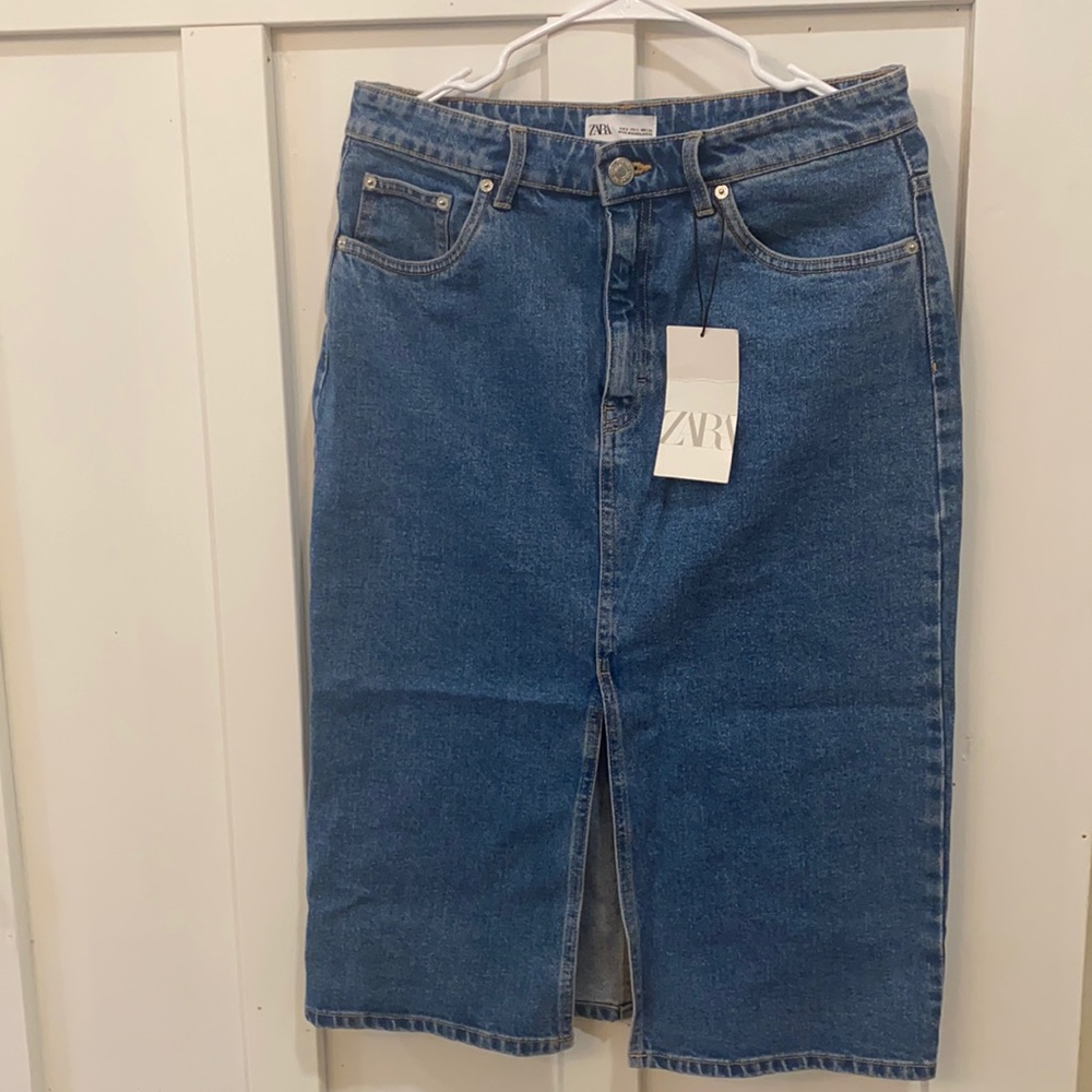 Zara MIDI Denim Skirt